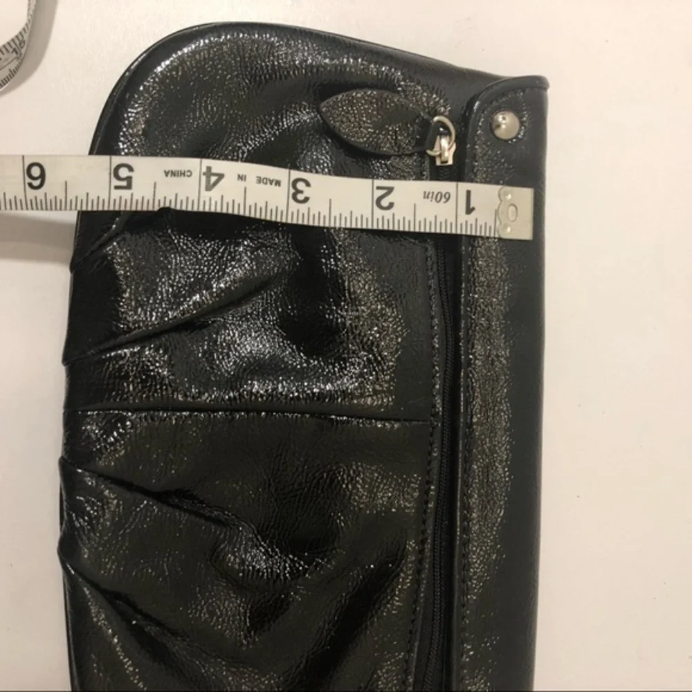 Coach black patent leather wristlet clutch bag